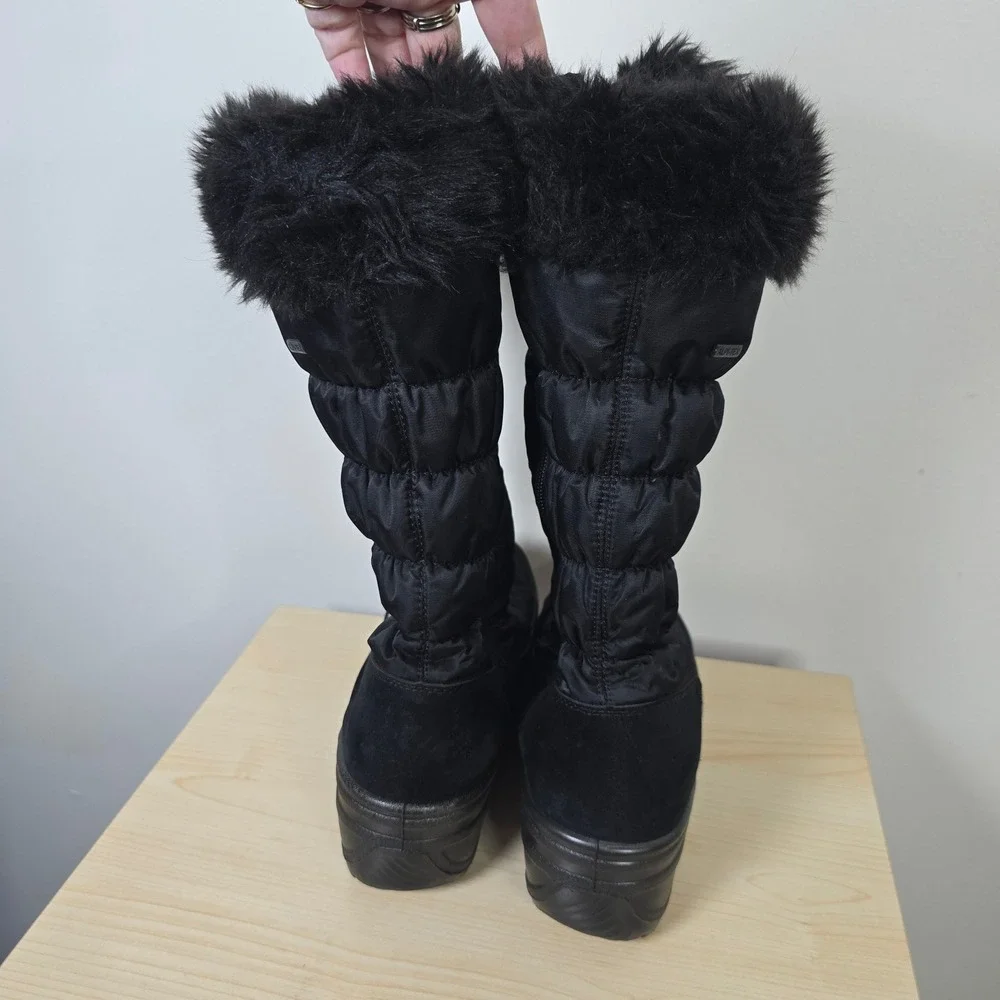 Spring Step Fotios Black Quilted Faux Fur Winter Snow Boots EU 39 8.5 Mid-Calf
